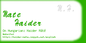 mate haider business card