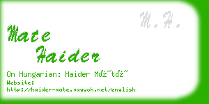 mate haider business card